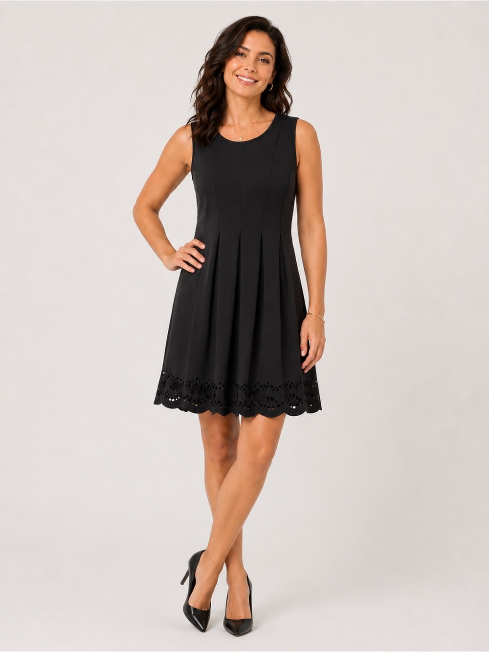 Black Tape Black Fit & Flare Laser Cut Dress Size Large